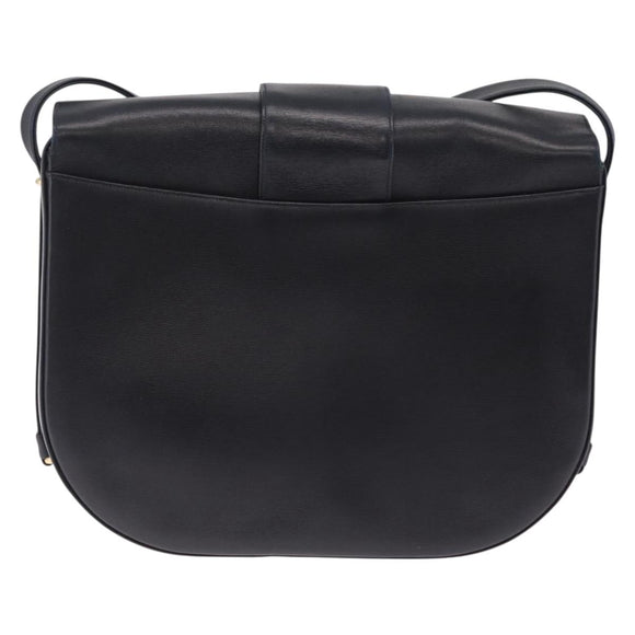 Cartier Shoulder Bag Leather Black Gold Auth ka7060A