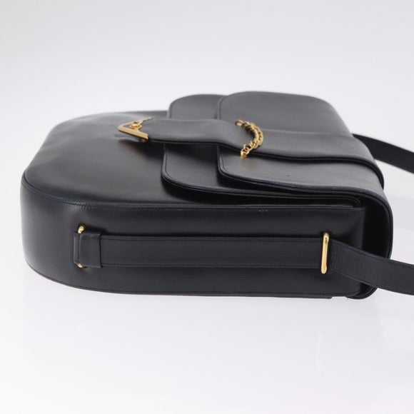Cartier Shoulder Bag Leather Black Gold Auth ka7060A