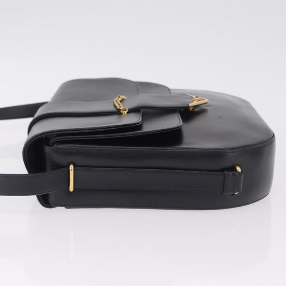 Cartier Shoulder Bag Leather Black Gold Auth ka7060A