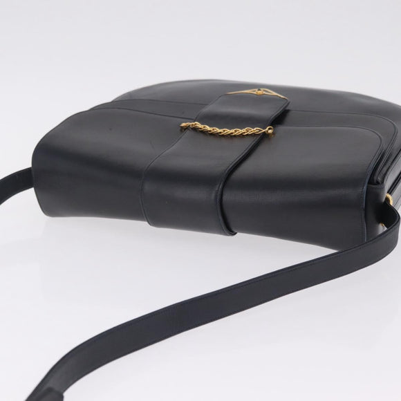Cartier Shoulder Bag Leather Black Gold Auth ka7060A