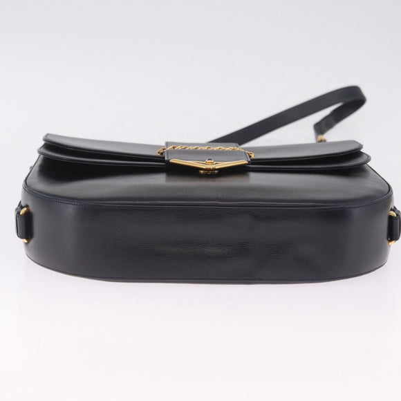 Cartier Shoulder Bag Leather Black Gold Auth ka7060A
