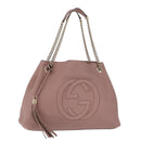 GUCCI Chain Soho Shoulder Bag Leather Pink Gold 308982 Auth ka7062-1