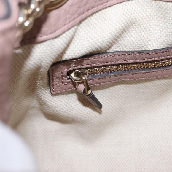 GUCCI Chain Soho Shoulder Bag Leather Pink Gold 308982 Auth ka7062