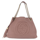 GUCCI Chain Soho Shoulder Bag Leather Pink Gold 308982 Auth ka7062-2