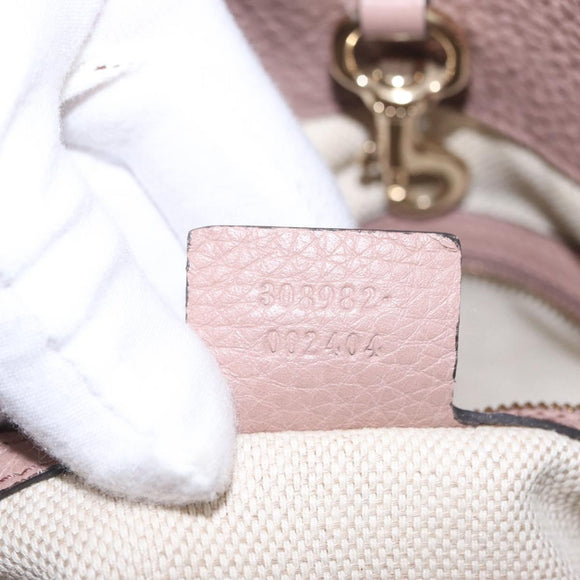 GUCCI Chain Soho Shoulder Bag Leather Pink Gold 308982 Auth ka7062