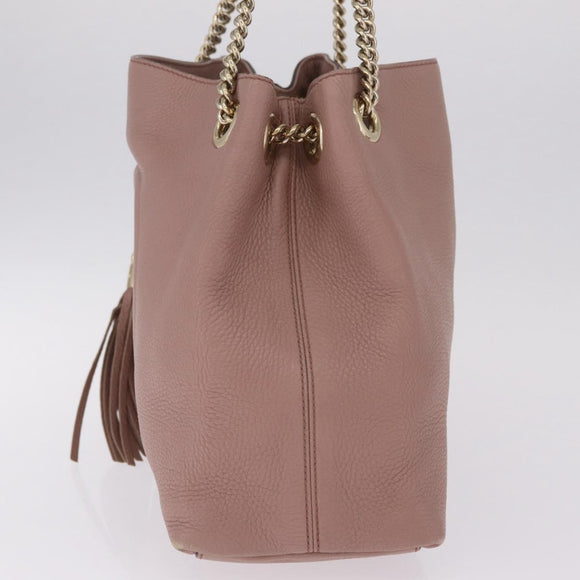 GUCCI Chain Soho Shoulder Bag Leather Pink Gold 308982 Auth ka7062