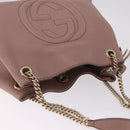 GUCCI Chain Soho Shoulder Bag Leather Pink Gold 308982 Auth ka7062-6