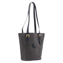 CELINE Macadam Canvas Shoulder Bag PVC Leather Black Gold Auth ka7063V-1