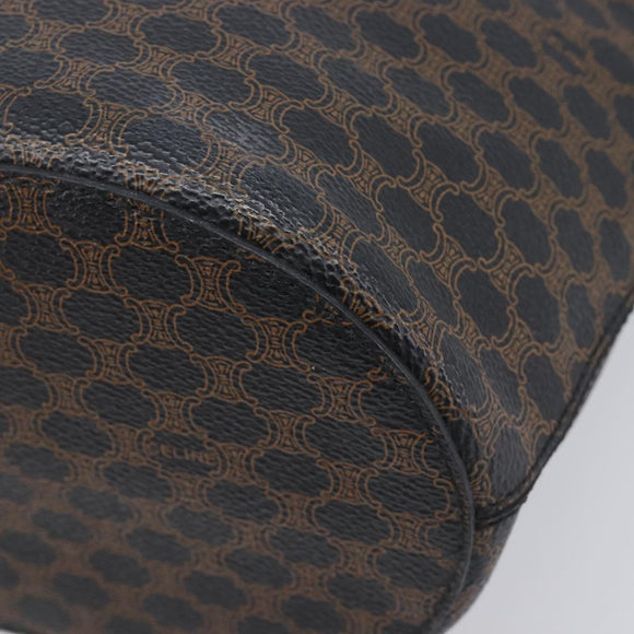CELINE Macadam Canvas Shoulder Bag PVC Leather Black Gold Auth ka7063V