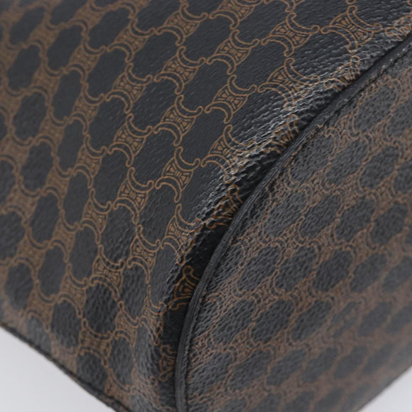 CELINE Macadam Canvas Shoulder Bag PVC Leather Black Gold Auth ka7063V