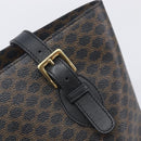 CELINE Macadam Canvas Shoulder Bag PVC Leather Black Gold Auth ka7063V-14