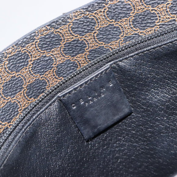 CELINE Macadam Canvas Shoulder Bag PVC Leather Black Gold Auth ka7063V