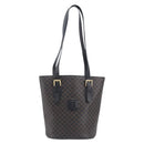CELINE Macadam Canvas Shoulder Bag PVC Leather Black Gold Auth ka7063V-2