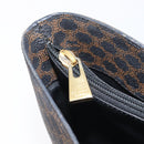 CELINE Macadam Canvas Shoulder Bag PVC Leather Black Gold Auth ka7063V-20