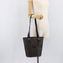 CELINE Macadam Canvas Shoulder Bag PVC Leather Black Gold Auth ka7063V-24