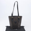 CELINE Macadam Canvas Shoulder Bag PVC Leather Black Gold Auth ka7063V-25