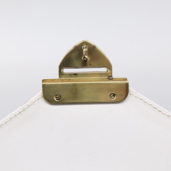 Salvatore Ferragamo Shoulder Bag Leather White Gold Auth ka7065