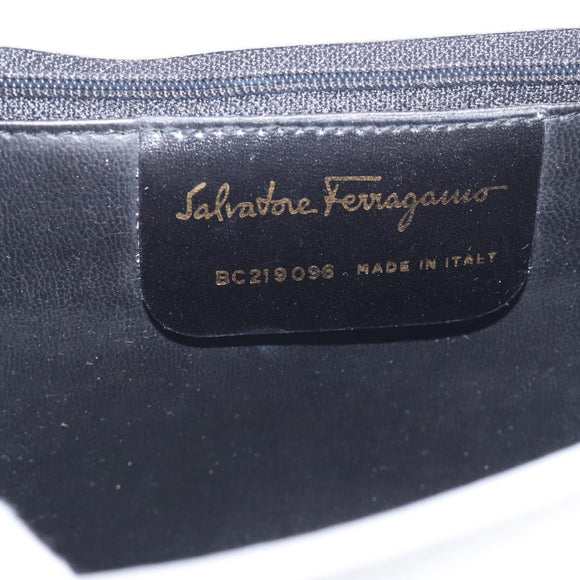 Salvatore Ferragamo Shoulder Bag Leather White Gold Auth ka7065