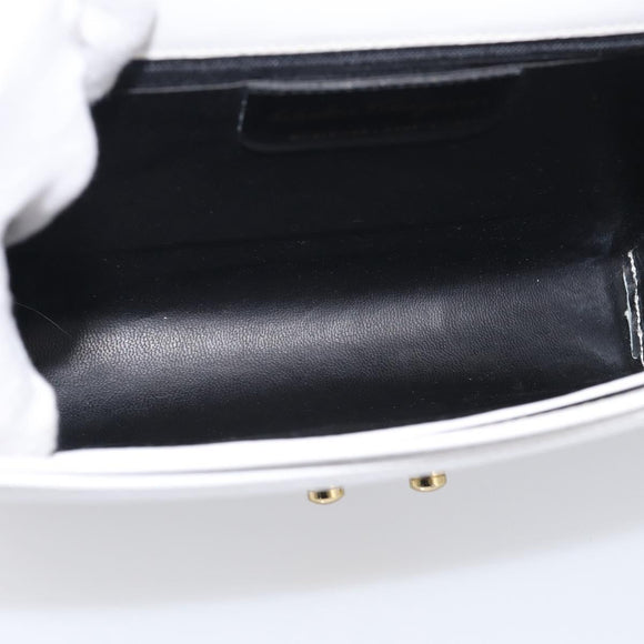 Salvatore Ferragamo Shoulder Bag Leather White Gold Auth ka7065