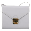 Salvatore Ferragamo Shoulder Bag Leather White Gold Auth ka7065-2