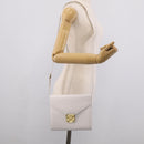 Salvatore Ferragamo Shoulder Bag Leather White Gold Auth ka7065-26