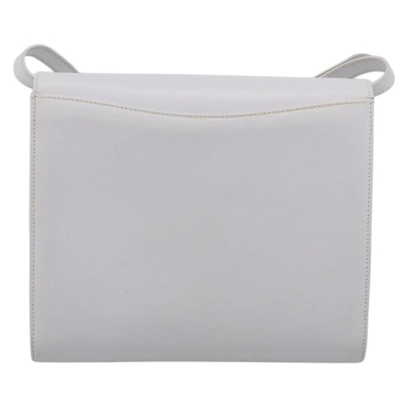 Salvatore Ferragamo Shoulder Bag Leather White Gold Auth ka7065