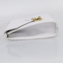 Salvatore Ferragamo Shoulder Bag Leather White Gold Auth ka7065-4