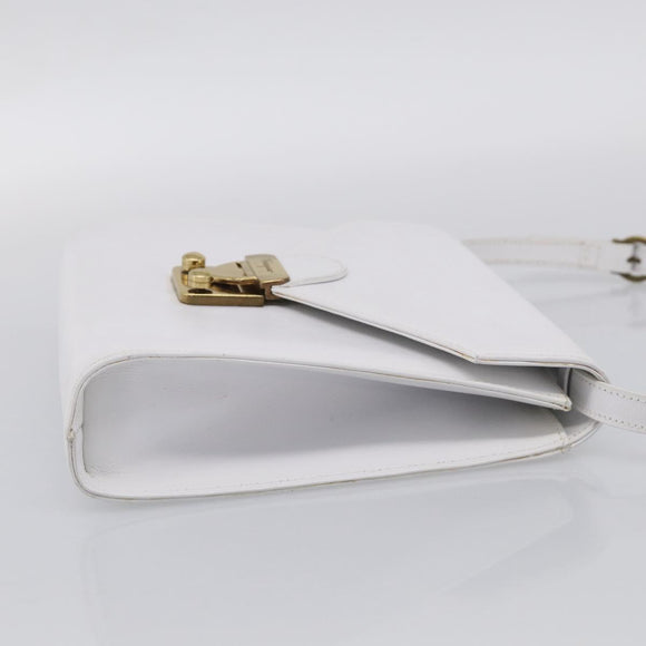 Salvatore Ferragamo Shoulder Bag Leather White Gold Auth ka7065