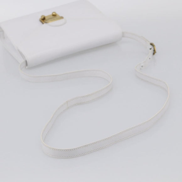 Salvatore Ferragamo Shoulder Bag Leather White Gold Auth ka7065