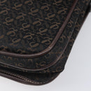 LOEWE Shoulder Bag Canvas Dark Brown Gold Auth ka7066-10