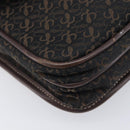 LOEWE Shoulder Bag Canvas Dark Brown Gold Auth ka7066-11