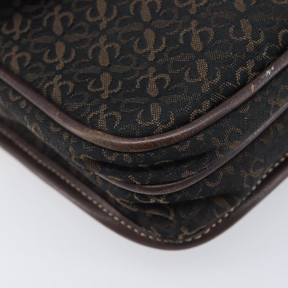 LOEWE Shoulder Bag Canvas Dark Brown Gold Auth ka7066