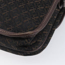 LOEWE Shoulder Bag Canvas Dark Brown Gold Auth ka7066-12