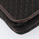 LOEWE Shoulder Bag Canvas Dark Brown Gold Auth ka7066-13