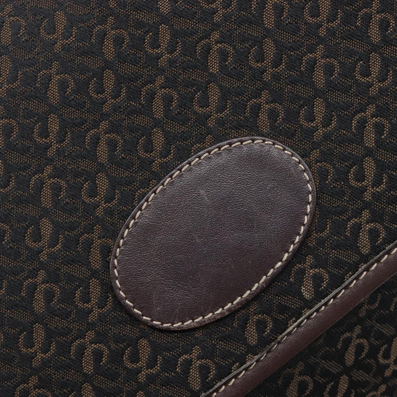 LOEWE Shoulder Bag Canvas Dark Brown Gold Auth ka7066