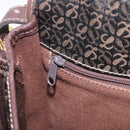 LOEWE Shoulder Bag Canvas Dark Brown Gold Auth ka7066-22