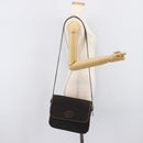 LOEWE Shoulder Bag Canvas Dark Brown Gold Auth ka7066-25