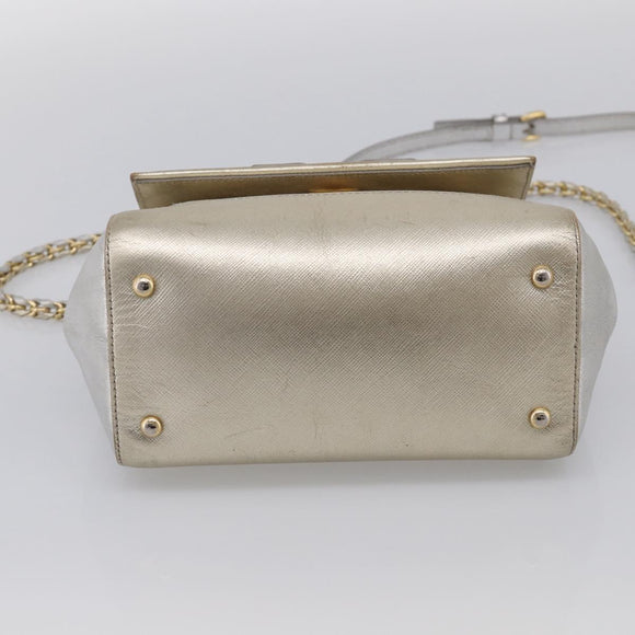 Salvatore Ferragamo Vala Hand Bag Leather 2way Gold Auth ka7067