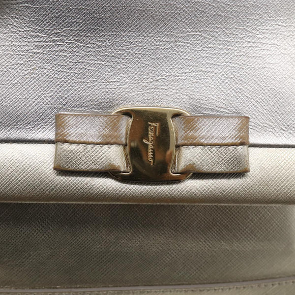 Salvatore Ferragamo Vala Hand Bag Leather 2way Gold Auth ka7067
