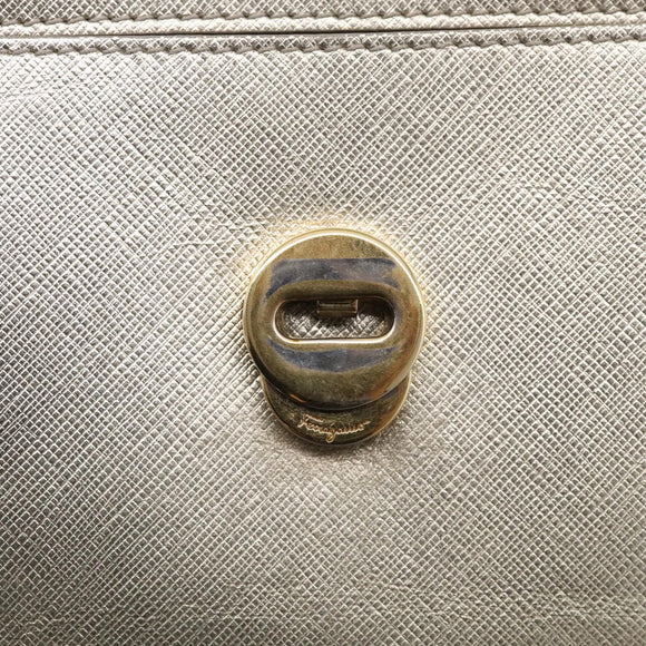 Salvatore Ferragamo Vala Hand Bag Leather 2way Gold Auth ka7067