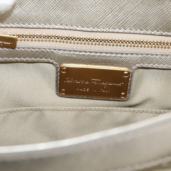 Salvatore Ferragamo Vala Hand Bag Leather 2way Gold Auth ka7067