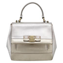 Salvatore Ferragamo Vala Hand Bag Leather 2way Gold Auth ka7067-2