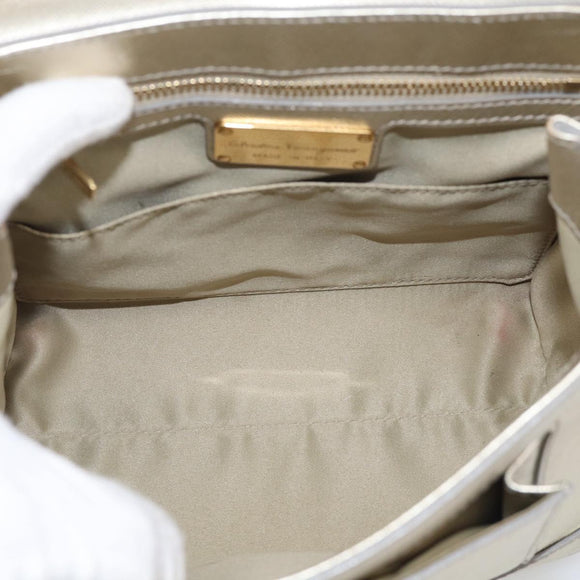 Salvatore Ferragamo Vala Hand Bag Leather 2way Gold Auth ka7067