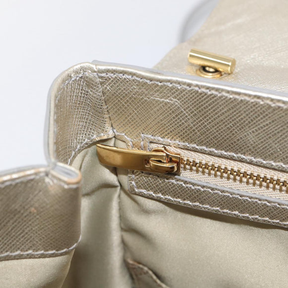 Salvatore Ferragamo Vala Hand Bag Leather 2way Gold Auth ka7067