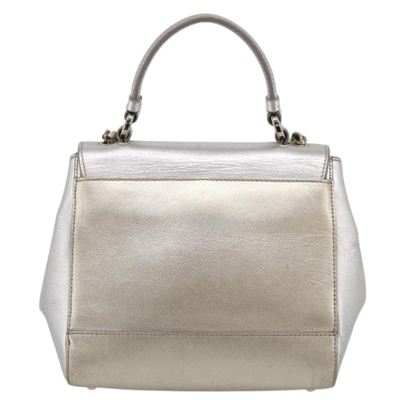 Salvatore Ferragamo Vala Hand Bag Leather 2way Gold Auth ka7067