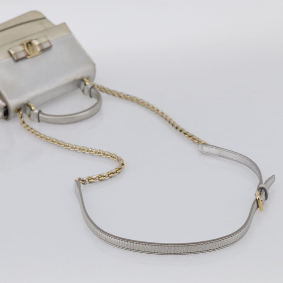 Salvatore Ferragamo Vala Hand Bag Leather 2way Gold Auth ka7067