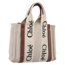Chloe Woody Hand Bag Canvas White Auth ka7069-1