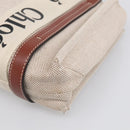 Chloe Woody Hand Bag Canvas White Auth ka7069-10