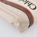 Chloe Woody Hand Bag Canvas White Auth ka7069-11