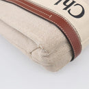Chloe Woody Hand Bag Canvas White Auth ka7069-13